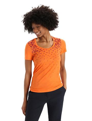 Flash Icebreaker Merino Tech Lite II Short Sleeve Scoop Migration Women's T Shirts | AU 1590SGLO